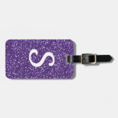 Monogrammed Paarse Glitter Bagagelabel (Voorkant horizontaal)