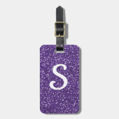 Monogrammed Paarse Glitter Bagagelabel (Voorkant verticaal)
