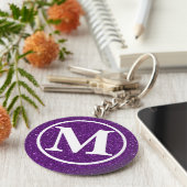 Monogrammed Paarse Glitz BB Sleutelhanger (Zijkant)