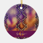 Monogrammed Paarse & Gouden Glinsterende Slangenhu Keramisch Ornament (Voorkant)