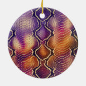 Monogrammed Paarse & Gouden Glinsterende Slangenhu Keramisch Ornament (Achterkant)