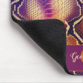 Monogrammed Paarse & Gouden Glinsterende Slangenhu Muismat (Hoek)