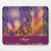 Monogrammed Paarse & Gouden Glinsterende Slangenhu Muismat (Voorkant)