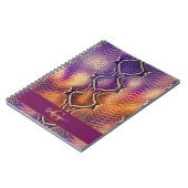 Monogrammed Paarse & Gouden Glinsterende Slangenhu Notitieboek (Linkerzijde)