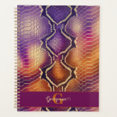 Monogrammed Paarse & Gouden Glinsterende Slangenhu Planner (Voorkant)
