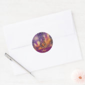 Monogrammed Paarse & Gouden Glinsterende Slangenhu Ronde Sticker (Envelop)