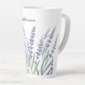 Monogrammed Paarse Lavendel Waterverf Floral Latte Mok (Rechterhoek)