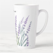 Monogrammed Paarse Lavendel Waterverf Floral Latte Mok (Rechts)