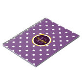 Monogrammed Paarse poka Dots Notitieboek (Linkerzijde)