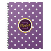 Monogrammed Paarse poka Dots Notitieboek (Voorkant)