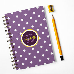 Monogrammed Paarse poka Dots Notitieboek