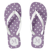 Monogrammed Paarse Witte Polka Dots Teenslippers (Voetbed)