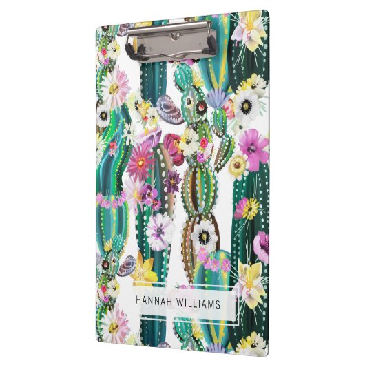 Monogrammed Painted Cactus Patterned Background Klembord (Links)