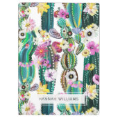 Monogrammed Painted Cactus Patterned Background Klembord (Achterkant)