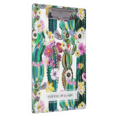 Monogrammed Painted Cactus Patterned Background Klembord (Rechts)