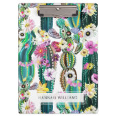 Monogrammed Painted Cactus Patterned Background Klembord (Voorkant)
