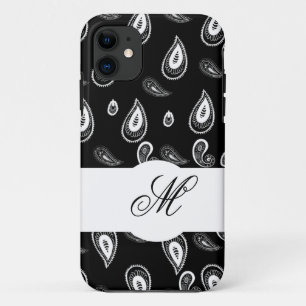 Monogrammed Paisley Black White Case-Mate iPhone Case