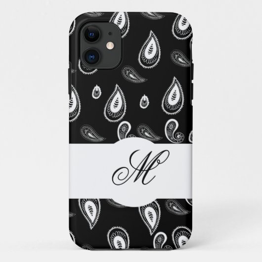 Monogrammed Paisley Black White Case-Mate iPhone Case (Achterkant)