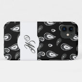 Monogrammed Paisley Black White Case-Mate iPhone Case (Achterkant (horizontaal))