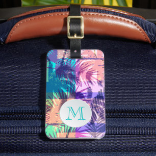 Monogrammed palmboom bagagelabel