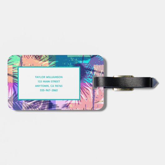 Monogrammed palmboom bagagelabel (Achterkant horizontaal)