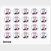 Monogrammed Pansies Floral Ronde Sticker (Vel)