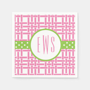 Monogrammed Party Bamboo & Grosgrain Napkins Servet