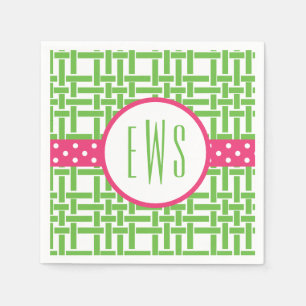 Monogrammed Party Bamboo & Grosgrain Napkins Servet