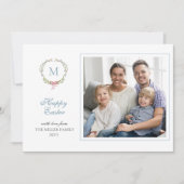 Monogrammed Paspoortkaart voor foto's bij Pasen Feestdagenkaart (Voorkant)