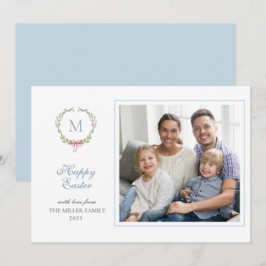 Monogrammed Paspoortkaart voor foto's bij Pasen Feestdagenkaart (Voorkant / Achterkant)