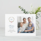 Monogrammed Paspoortkaart voor foto's bij Pasen Feestdagenkaart (Staand voorkant)