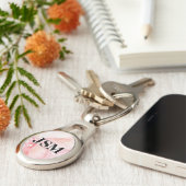 Monogrammed pastal roze Waterverf Sleutelhanger (Zijkant)
