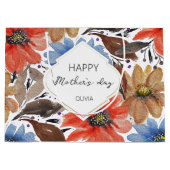 Monogrammed Pastel Blauw Sinaasappel Floral Waterv Groot Cadeauzakje (Voorkant)