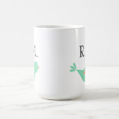Monogrammed Pastel Green Bird Koffiemok (Center)