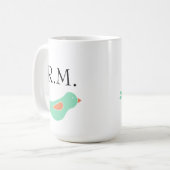 Monogrammed Pastel Green Bird Koffiemok (Voorkant links)