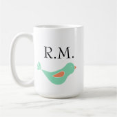 Monogrammed Pastel Green Bird Koffiemok (Links)