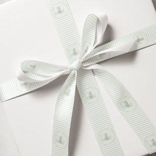 Monogrammed pastel groen en wit gestreept grosgrain lint