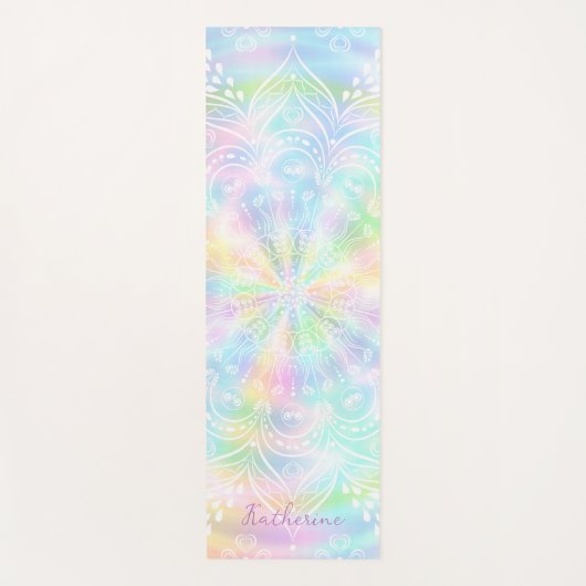 Monogrammed Pastel Holographic Mandala Yogamat (Voorkant)