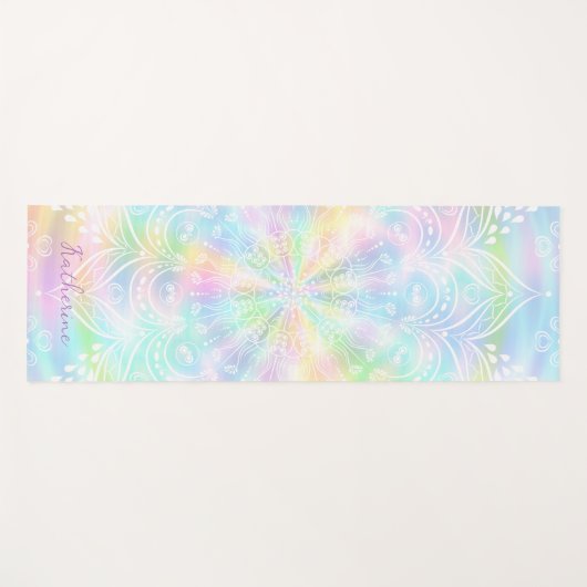Monogrammed Pastel Holographic Mandala Yogamat (Voorkant (horizontaal))