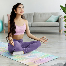 Monogrammed Pastel Holographic Mandala Yogamat