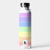 Monogrammed Pastel Rainbow Kleurrijke Stripes Mode Waterfles (Links)