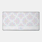 Monogrammed Pastel Rainbow Sundae Mandala Art Deco Bureaumat (Voorkant)