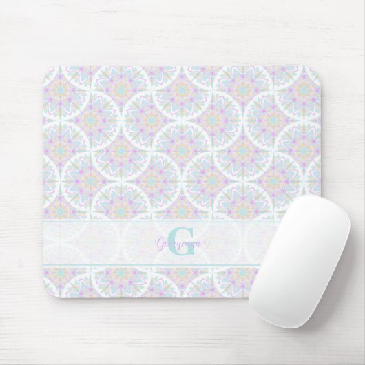 Monogrammed Pastel Rainbow Sundae Mandala Art Deco Muismat (Met muis)
