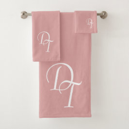 Monogrammed - pastelroze bad handdoek