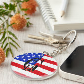 Monogrammed Patriotic American Flag Sleutelhanger (Voorkant Rechts)
