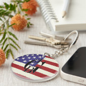 Monogrammed Patriotic American Flag Sleutelhanger (Voorkant Rechts)