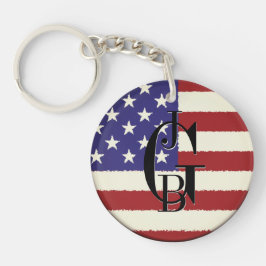 Monogrammed Patriotic American Flag Sleutelhanger