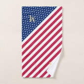 Monogrammed Patriottisch Rood Wit Blauw Sterren St Bad Handdoek (Handdoek)