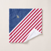 Monogrammed Patriottisch Rood Wit Blauw Sterren St Bad Handdoek (Wasdoekje)