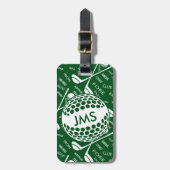 Monogrammed Pattern voor de Golfer Bagagelabel (Voorkant verticaal)
